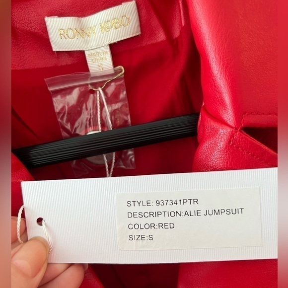 Ronny Kobo Alie Faux Leather Jumpsuit In Red NWT Size S - Picture 11 of 16